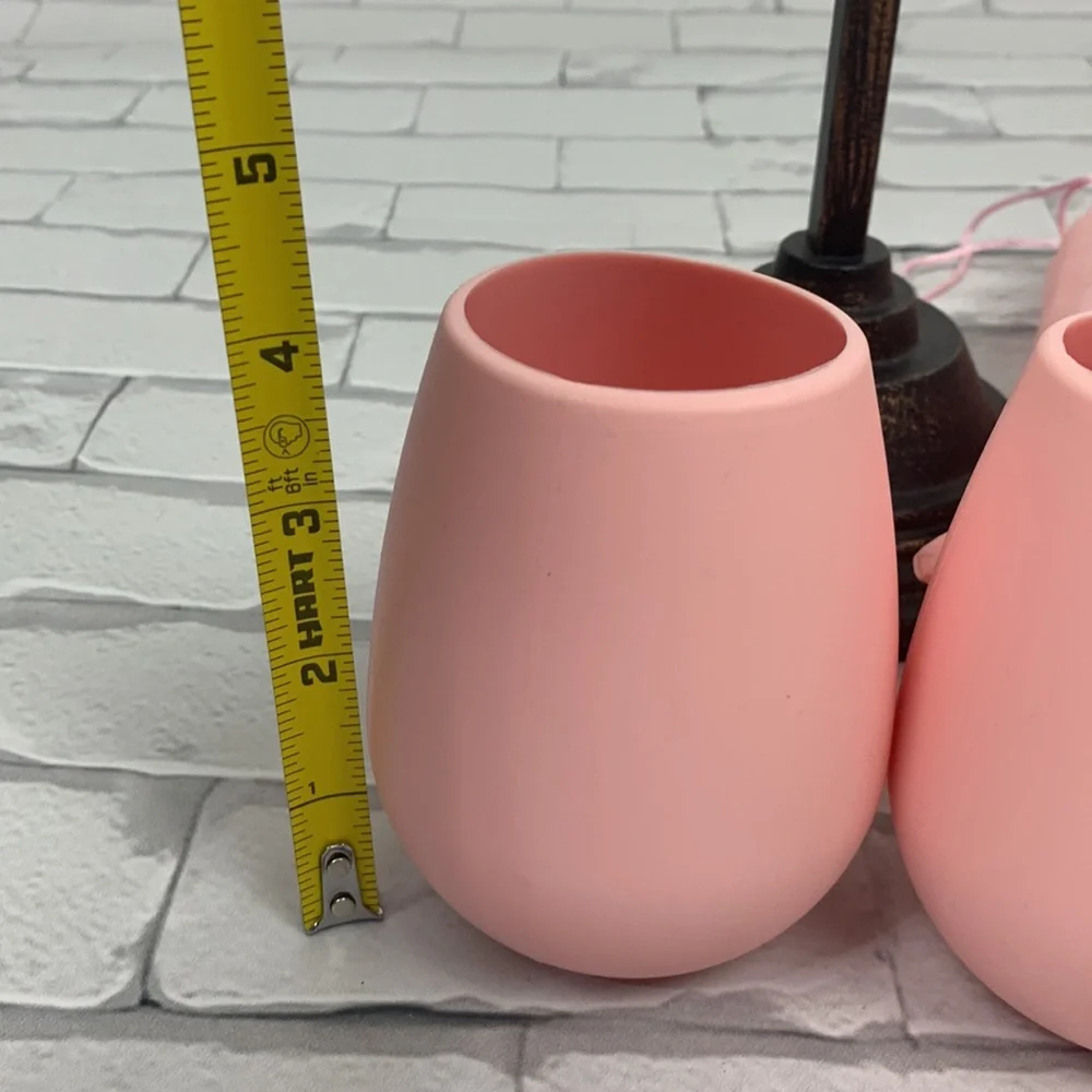 Odeme Silicone pink Wine glasses Set of two with dust bag Light pink